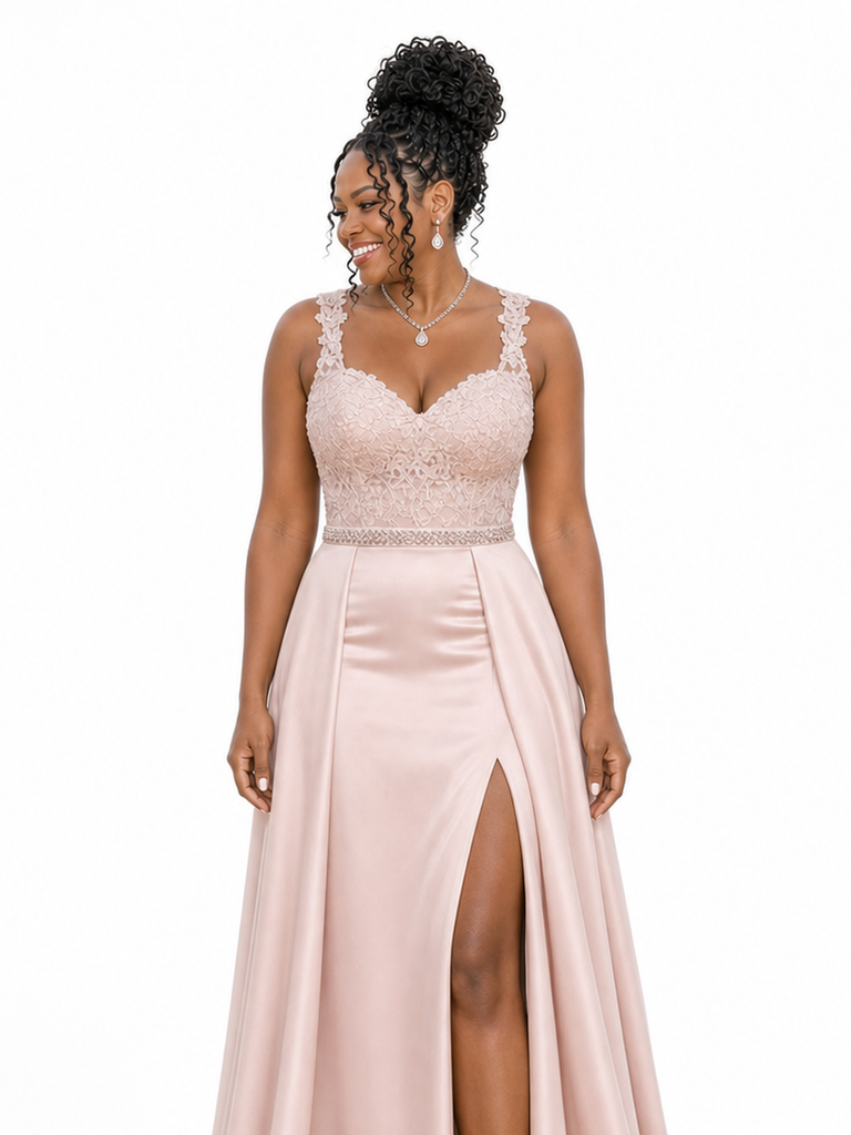 ChicSew Spaghetti Straps Soft Satin Long Mermaid Bridesmaid Dresses With Overskirt
