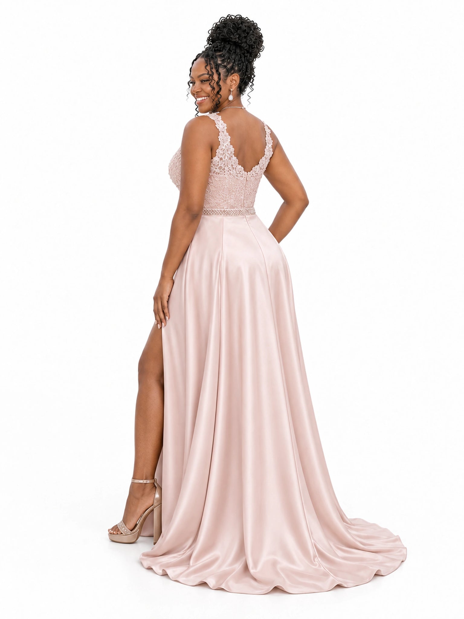 ChicSew Spaghetti Straps Soft Satin Long Mermaid Bridesmaid Dresses With Overskirt