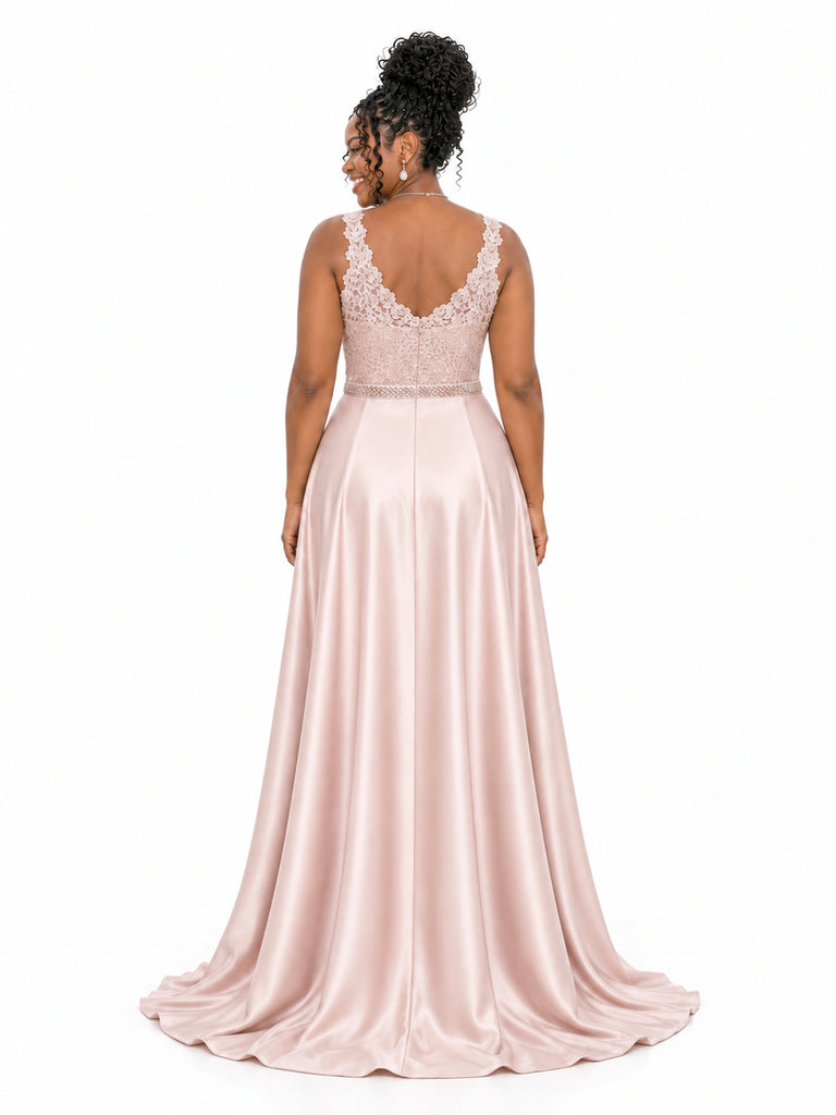 ChicSew Spaghetti Straps Soft Satin Long Mermaid Bridesmaid Dresses With Overskirt