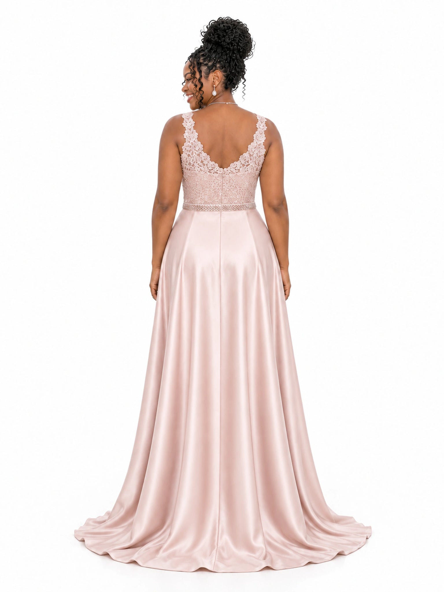 ChicSew Spaghetti Straps Soft Satin Long Mermaid Bridesmaid Dresses With Overskirt