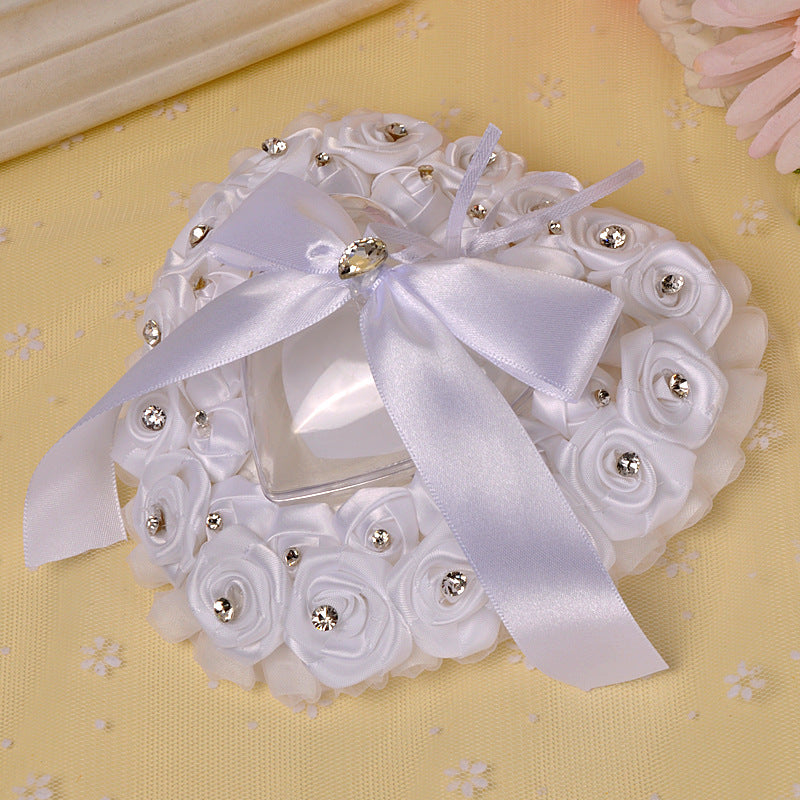 White Wedding Ring Pillow For Bride And Groom, Lace Ring Pillow Holder, JZH-5793