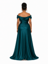 ChicSew Off Shoulder Ruching Side Slit Soft Satin Maxi Sheath Bridesmaid Dresses
