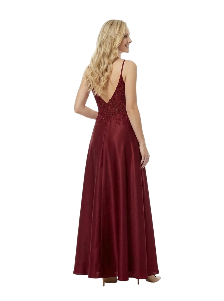 A-line Lace Beaded Spaghetti Straps Long Party Prom Dresses