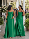 ChicSew Spaghetti Straps Ruching Soft Satin Mermaid Long Bridesmaid Dresses