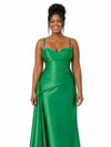 ChicSew Spaghetti Straps Ruching Soft Satin Mermaid Long Bridesmaid Dresses