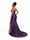 ChicSew Spaghetti Straps Soft Satin Mermaid Long Bridesmaid Dresses With Side Slit