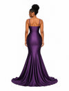 ChicSew Spaghetti Straps Soft Satin Mermaid Long Bridesmaid Dresses With Side Slit