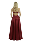 Simple Satin Strapless A-line Side Slit Floor Length Long Party Prom Dresses