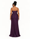 ChicSew Sexy Strapless Soft Satin Mermaid Long Bridesmaid Dresses With Side Slit