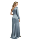 Classy One Shoulder Long Sleeve Floor-Length Satin Mother of The Bride Dress