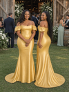 ChicSew Sexy Off Shoulder Soft Satin Mermaid Floor-Length Bridesmaid Dresses