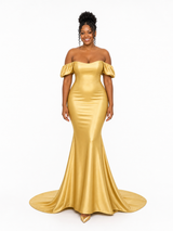 ChicSew Sexy Off Shoulder Soft Satin Mermaid Floor-Length Bridesmaid Dresses