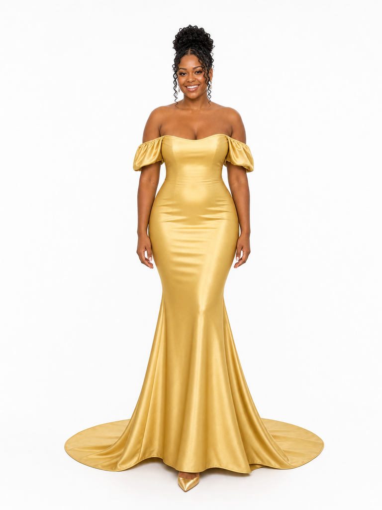 ChicSew Sexy Off Shoulder Soft Satin Mermaid Floor-Length Bridesmaid Dresses