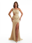 Sexy Asymmetrical Side Slit Mermaid Soft Satin Long Bridesmaid Dresses Online