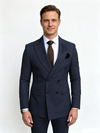 Classic 2 Piece Dark Navy Men's Suit with Regular Fit and Sophisticated Peak Lapel