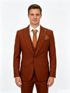 Classic 3 Piece Burnt Orange Men's Suit with Regular Fit and Sophisticated Peak Lapel