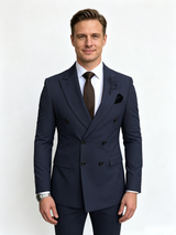 Classic 3 Piece Dark Navy Men's Suit with Regular Fit and Sophisticated Peak Lapel