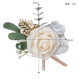 Bridesmaids Wrist Flower Champagne Green Lleaf Hand Flower Men Corsage Clothing Accessories, CG61464
