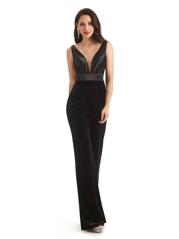 Sexy V-neck Sleeveless Open Back Jumpsuit Mother of The Bride Dresses