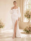ChicSew Elegant Side Slit Long Sleeves Square Neck Satin Mermaid Maxi Wedding Dress