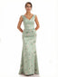 Trendy V-Neck Mermaid Floral Satin Maxi Floral Formal Evening Dresses For Women