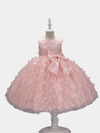 Flower Girls Dress Formal with Butterflies and Bow A-line Tulle Princess Gown for Wedding Kids Guest Dress