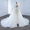 ChicSew Sparkly Deep V-Neck Ball Gown Wedding Dress With Overskirt
