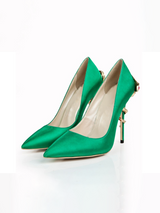 Women Satin Formal Pointed Toe Pumps High Heel Sexy Stilettos Slip On Office Cute Evening Dress Shoes