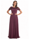 Elegant Chiffon A-Line Short Sleeves Floor Length Mother Of The Bride Dresses