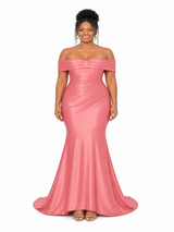 ChicSew Off Shoulder Ruching Soft Satin Mermaid Floor-Length Bridesmaid Dresses