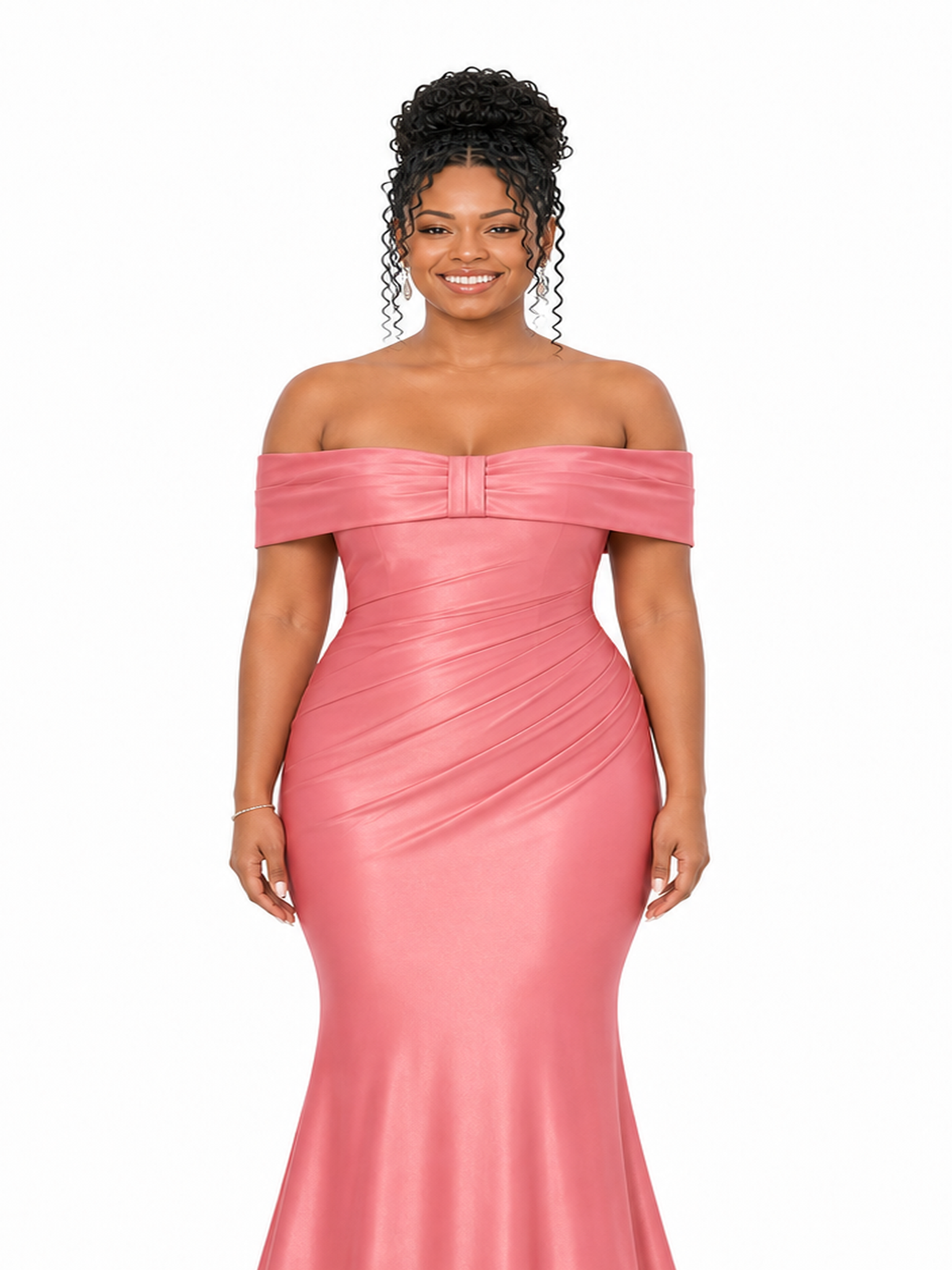 ChicSew Off Shoulder Ruching Soft Satin Mermaid Floor-Length Bridesmaid Dresses
