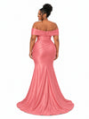 ChicSew Off Shoulder Ruching Soft Satin Mermaid Floor-Length Bridesmaid Dresses