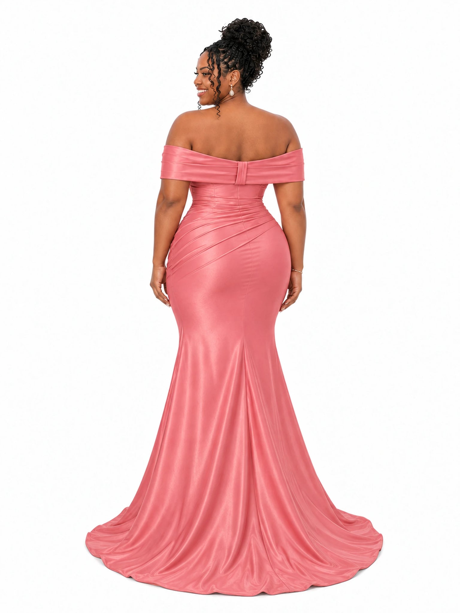 ChicSew Off Shoulder Ruching Soft Satin Mermaid Floor-Length Bridesmaid Dresses