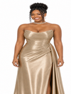 ChicSew Strapless Ruching Soft Satin Mermaid Long Bridesmaid Dresses With Side Slit