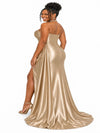 ChicSew Strapless Ruching Soft Satin Mermaid Long Bridesmaid Dresses With Side Slit