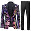 Mens Reversible Slim Fit Suit Sequin Velvet Tuxedo Purple 2-Piece Suits CN414