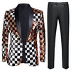Men's Slim Fit Rainbow Printed Embroidered Tuxedo Jacket CN417
