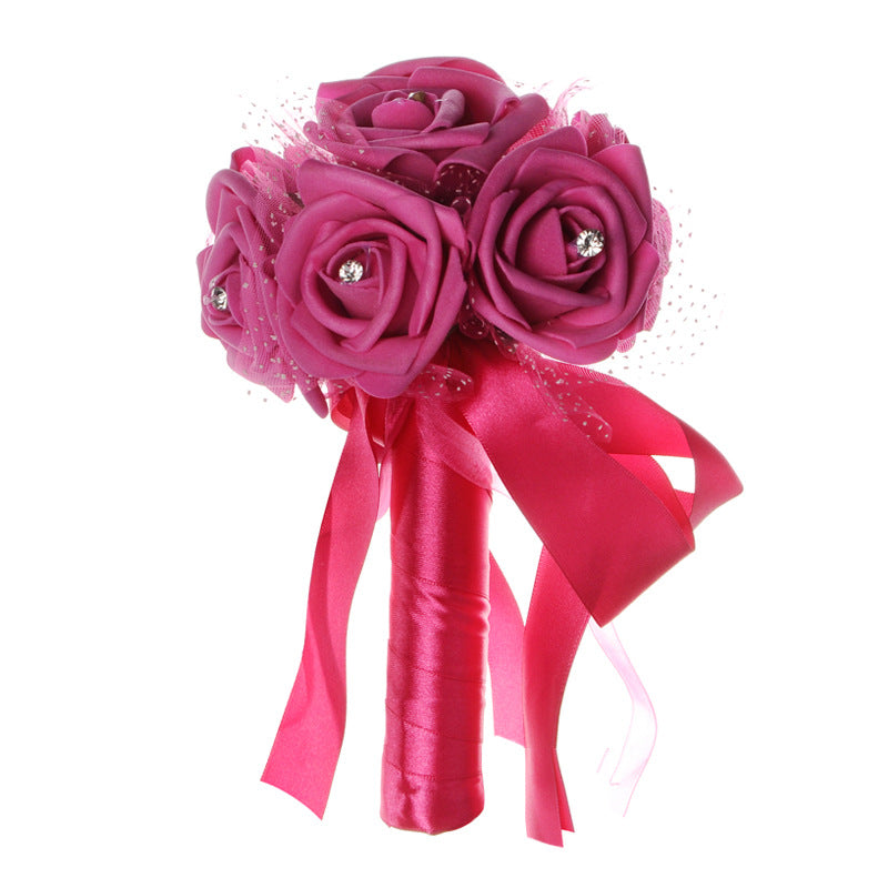 Wedding Flower For The Groom And Bride, Simulated Rose Wedding Bouquet, WF06