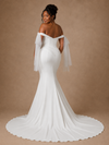 ChicSew Elegant Off The Shoulder Boning Mermaid Crepe Floor-Length Wedding Dress