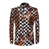 Men's Slim Fit Rainbow Printed Embroidered Tuxedo Jacket CN417