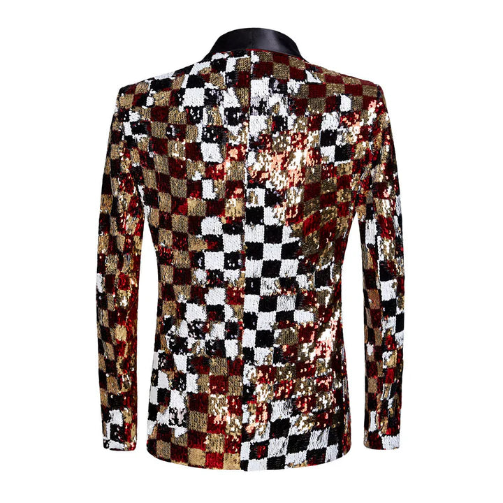 Men's Slim Fit Rainbow Printed Embroidered Tuxedo Jacket CN417