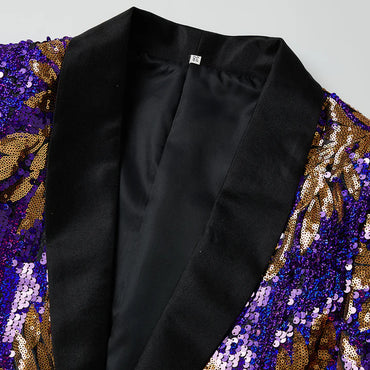 Men's Leaf Patterned Sequined Dinner Jacket 2 Color CN449