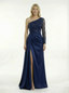 Elegant Satin Beaded One Shoulder Mermaid Side Slit Long Sleeve Party Prom Dresses
