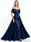 Elegant Satin Cold Shoulder Mermaid Party Prom Dresses Overskirt