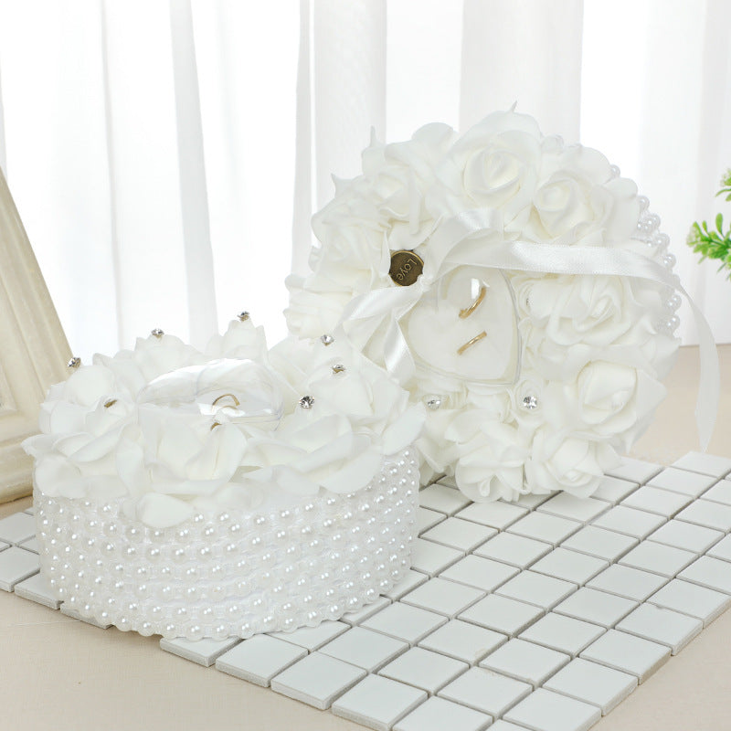 Pearl And Rose Accessories Wedding Ring Pillow Lace Creative Cake Shape Wedding Ring Box, 5904