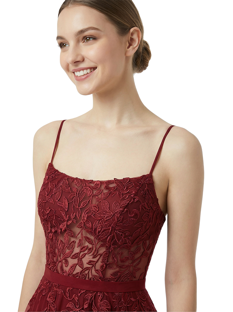 Sweet Tulle Applique Spaghetti Straps Long Party Prom Dresses