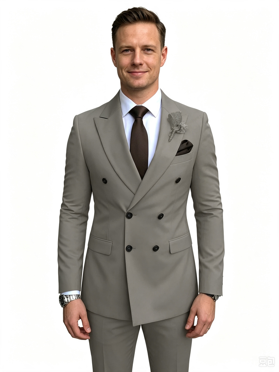 Classic 1 Piece Grey Men's Suit with Regular Fit and Sophisticated Peak Lapel