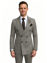 Classic 2 Piece Grey Men's Suit with Regular Fit and Sophisticated Peak Lapel