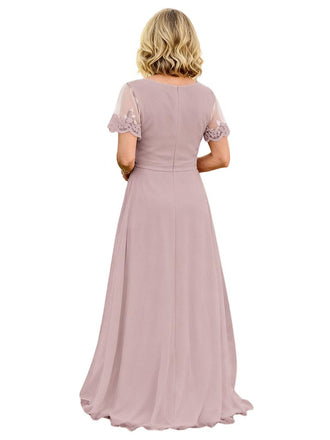 Elegant Chiffon Scoop Bell Sleeves A-Line Mother Of The Bride Dresses