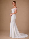 Chicsew Fancy Illusion Off The Shoulder Beading Mermaid Crepe Long Wedding Dress